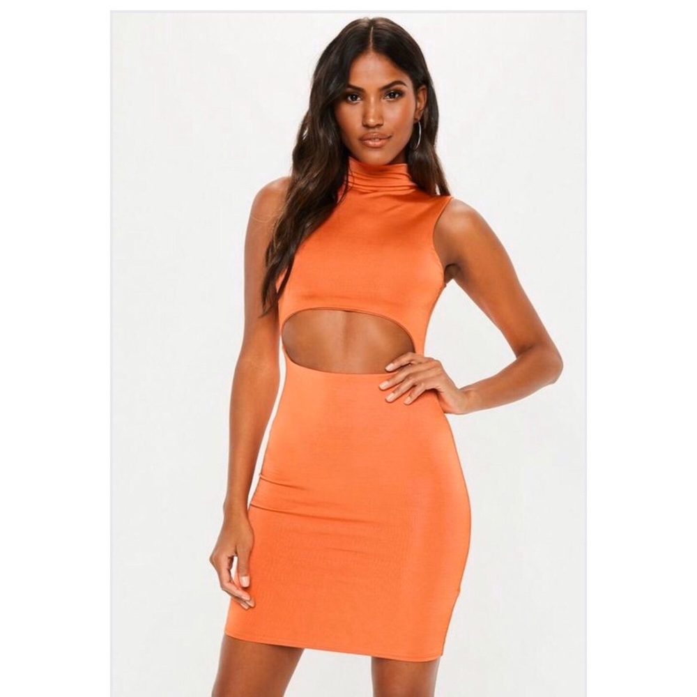 MissGuided Orange Cut Out Mini Dress